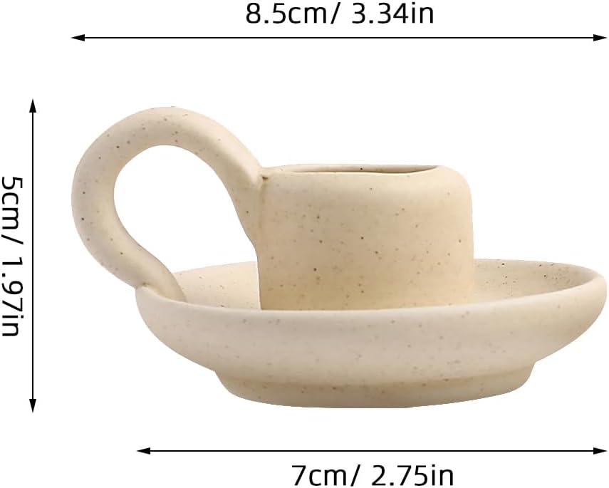 2Pcs Ceramic Candlestick Nordic Style Candleholder Desktop Candle Stand