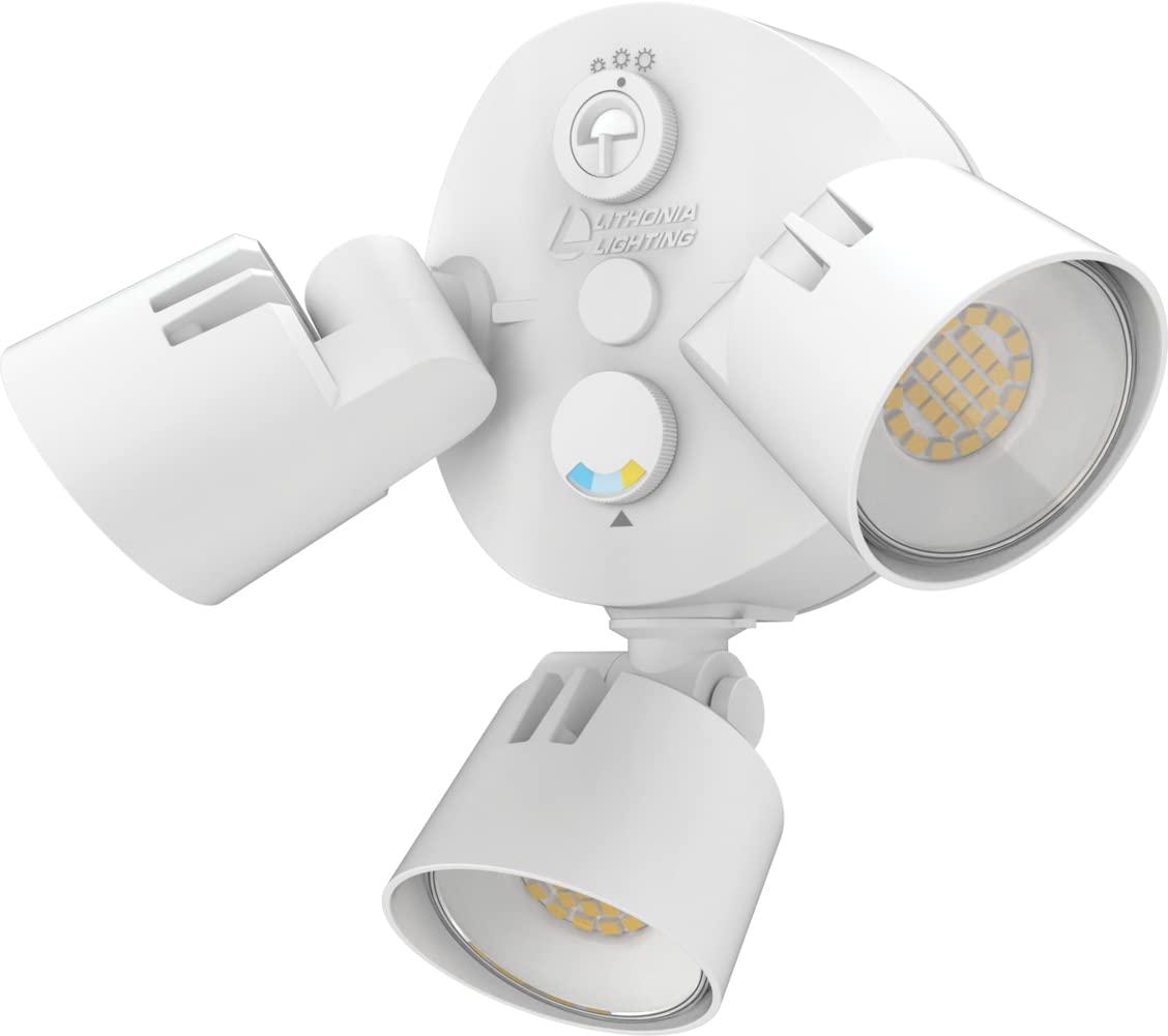 Lithonia Lighting 2 - Head Hardwired Dusk to Dawn Outdoor Security Flood Light with Motion Sensor