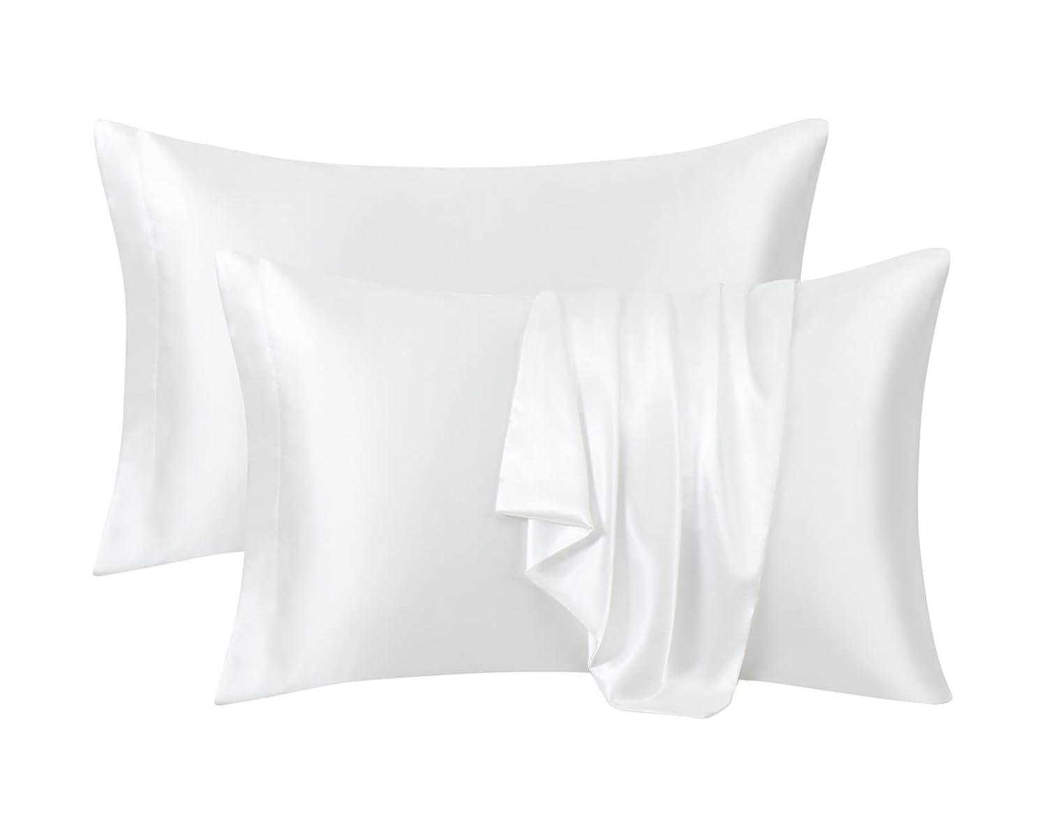 Ersmak Satin Pillowcase King Set of 2, 20" x 40" Ultra Soft & Silky Satin Pillow Cases for Hair and Skin, Wrinkle Fade Resistant Pillow Covers with Envelope Closure (Ivory White)