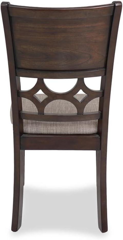 Cherry Brown Round Wood Dining Set with 4 Chairs