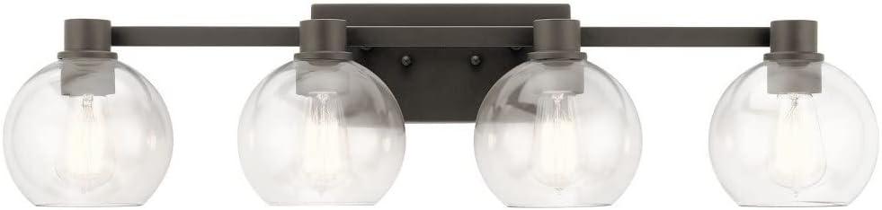 Harmony Brushed Nickel 33.5" Transitional Vanity Light with Clear Globe Shades