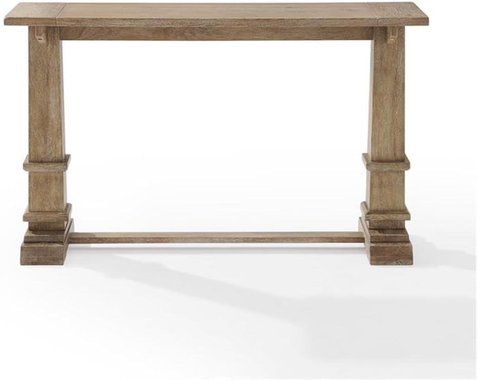 Rustic Brown Farmhouse Wood Console Table with Pedestal Columns