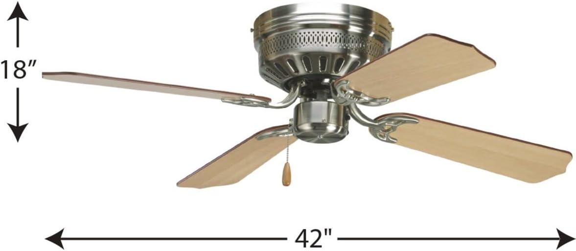 Progress Lighting Hugger 42 Hugger 42" 4 Blade Flush Mount Indoor Ceiling Fan - Nickel