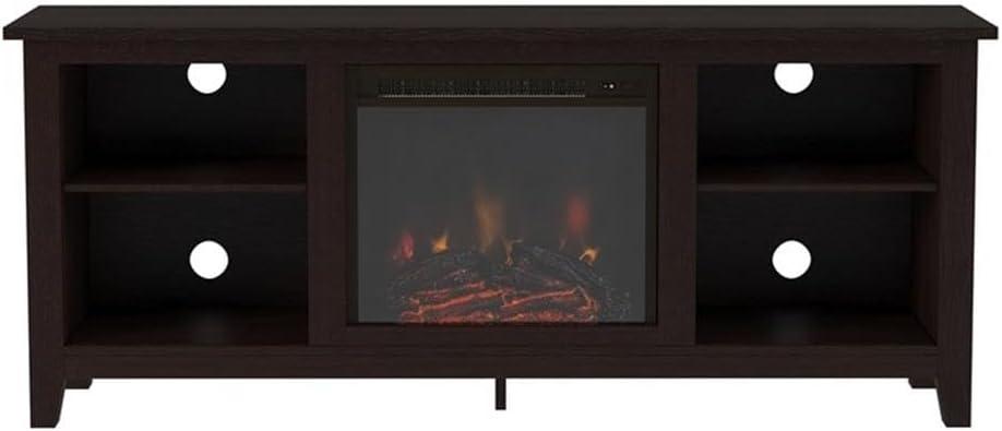 Walker Edison Traditional Fireplace TV Stand for TVs Up to 64" - Black