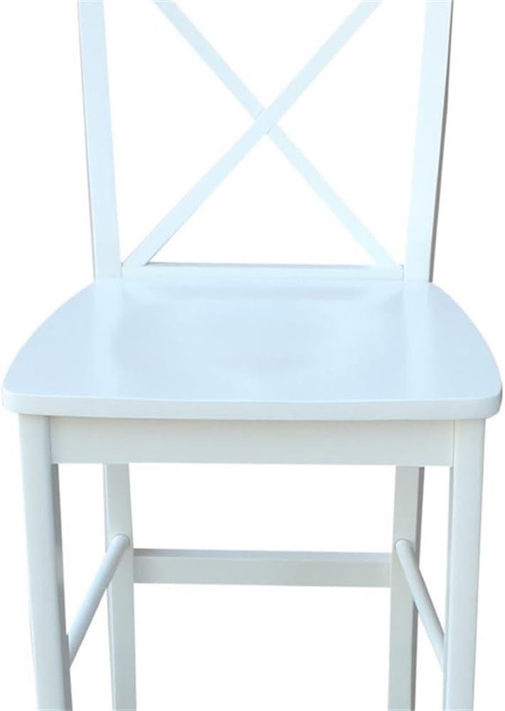 International Concepts Cross Back Solid Wood 30 in. Bar Height Stool in White