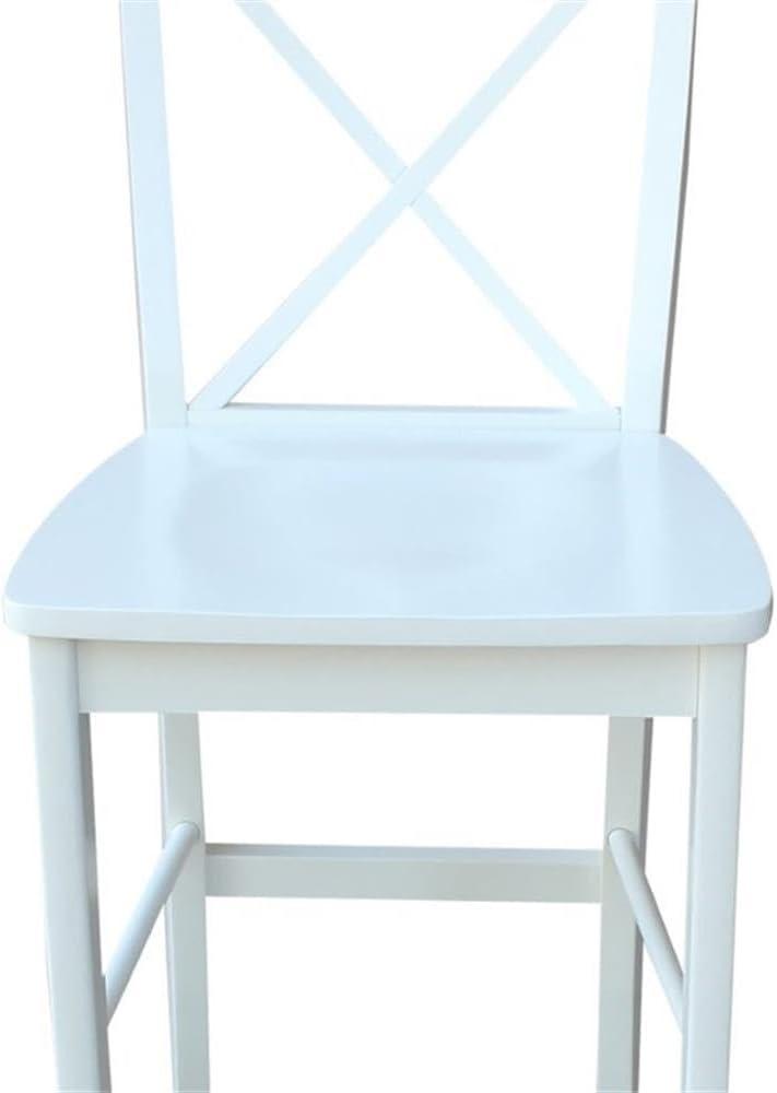 International Concepts Cross Back Solid Wood 30 in. Bar Height Stool in White