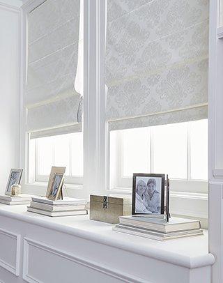 CHF Industries Damask Room Darkening Roman Shade 16 - 29 Inches Silver 23" w x 64" l
