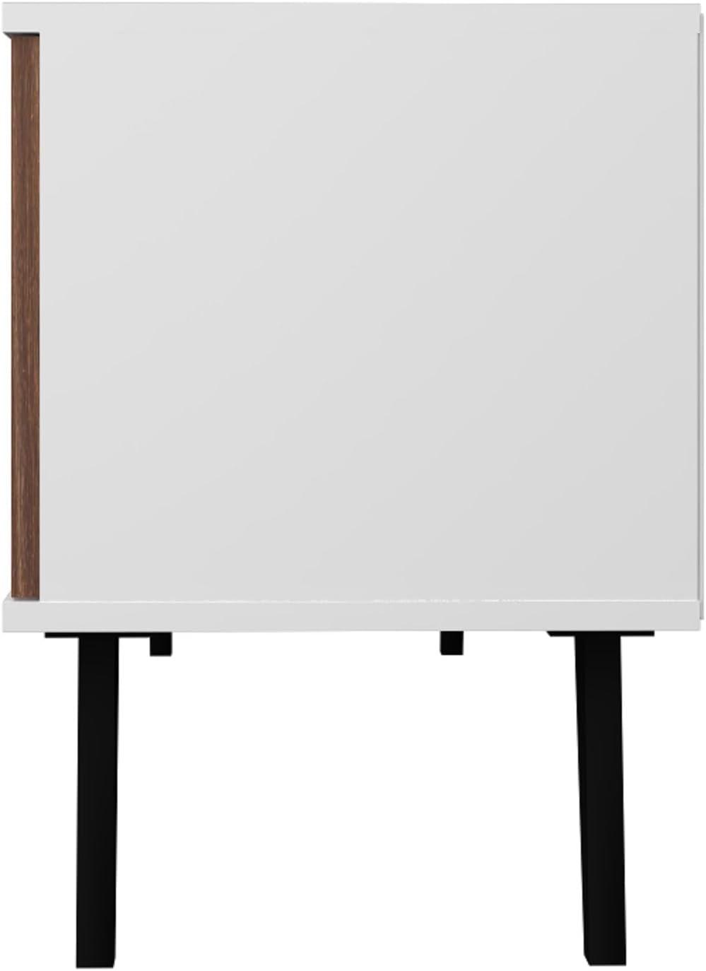 Manhattan Comfort Doyers 53.15" Mid Century TV Stand for Bedroom and Living Room Use, Entertainment Center with Storage, Shelf and Soft Close Doors, Ideal for 50 Inch Screens, White/Nut Brown
