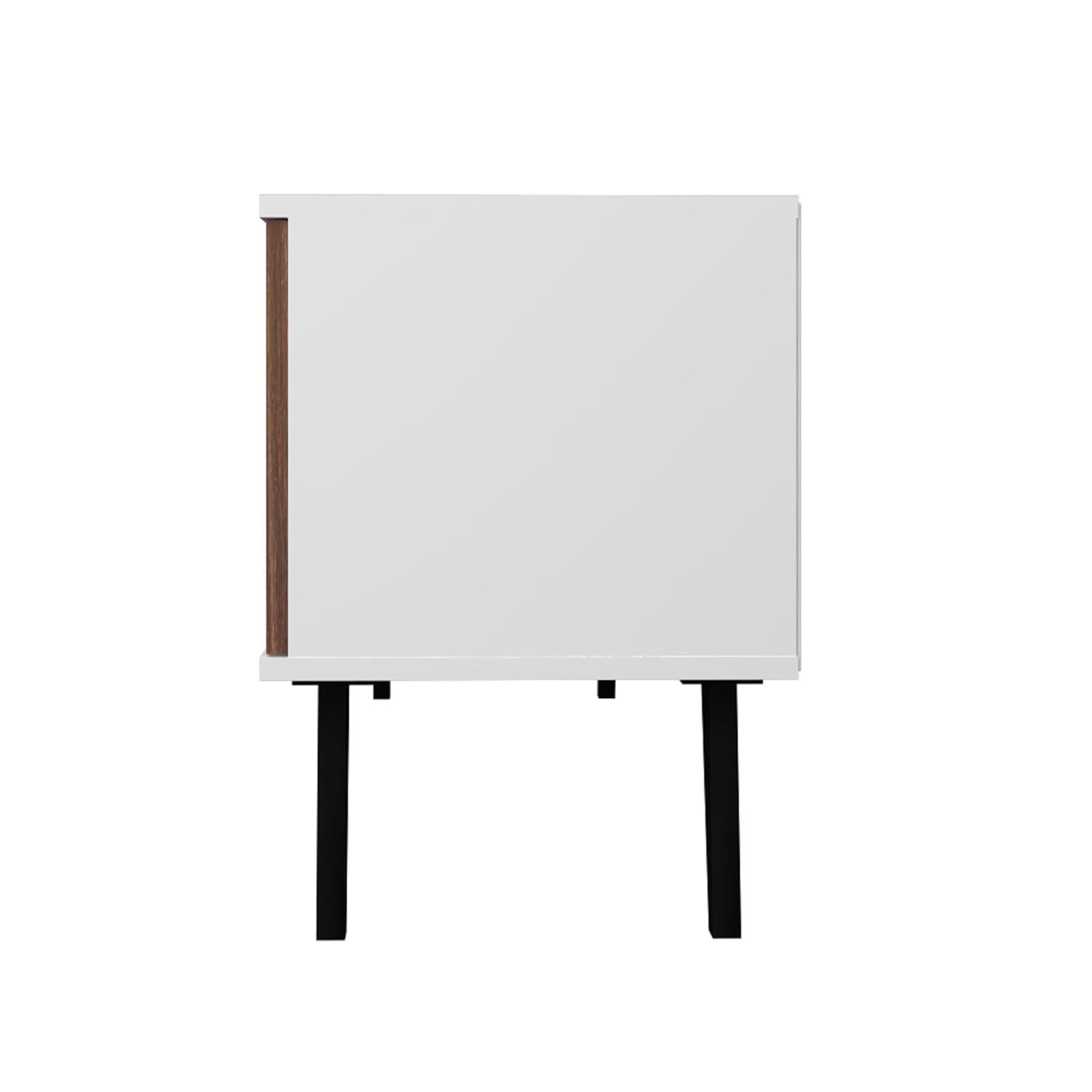 Manhattan Comfort Doyers 53.15" Mid Century TV Stand for Bedroom and Living Room Use, Entertainment Center with Storage, Shelf and Soft Close Doors, Ideal for 50 Inch Screens, White/Nut Brown