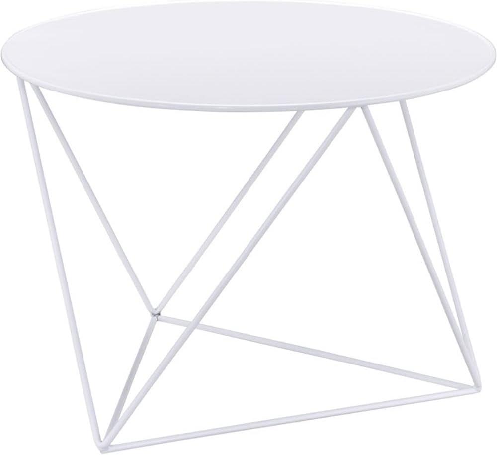 Acme Furniture Epidia Accent Table White: Round Metal Side Table, Powder-Coated Finish, 17" Height