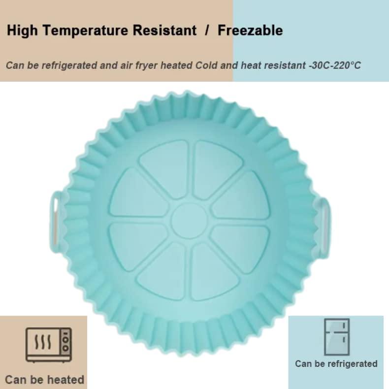 RUseeN Air Fryer Silicone Liners Pot 2 Pack, Reusable Silicone Bowl Basket Fit for 3 to 5QT Air Fryer, Replacement of Flammable Parchment Paper, Baking Tray Oven Accessories (Top 8in, Bottom 6.8in)