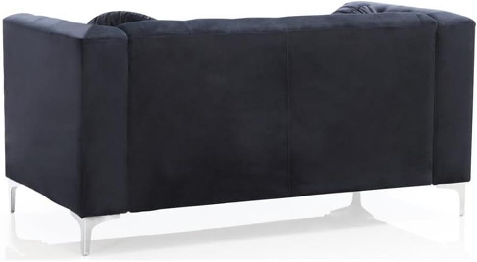 Ivory Velvet Tufted Loveseat with Nailhead Trim