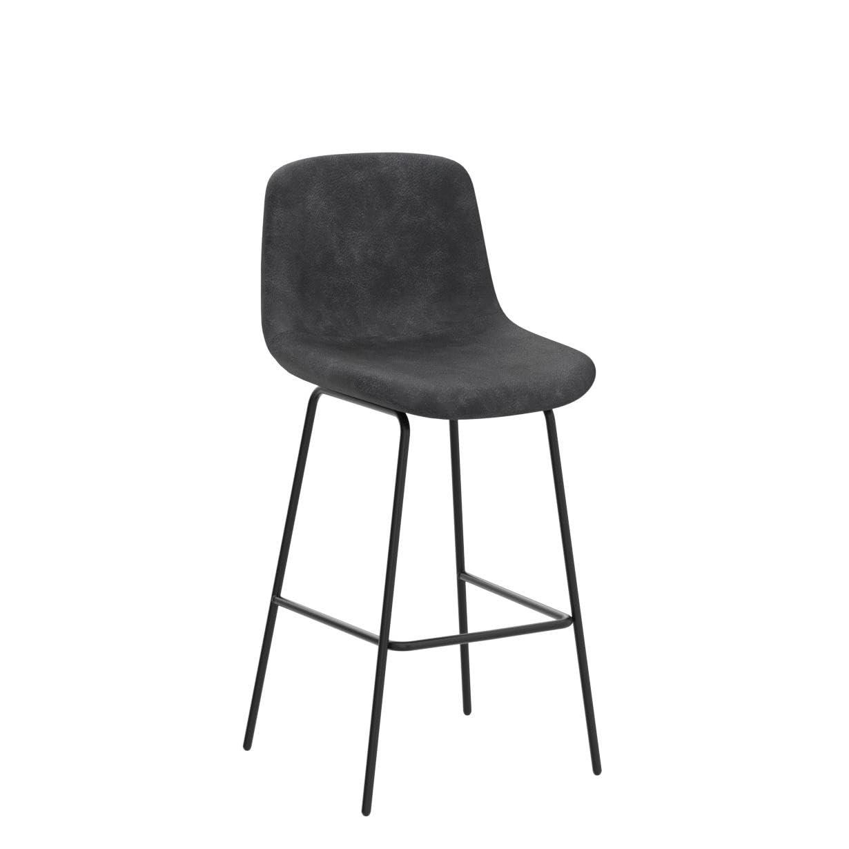 Simpli Home Jolie Upholstered Vegan Faux Leather Contemporary Counter Stool with Padded Bucket Seat and Footrest | Wayfair