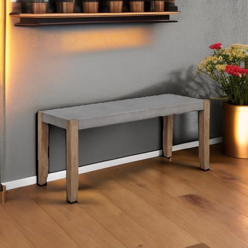 Alaterre Newport 40"L Faux Gray Concrete and Wood Bench