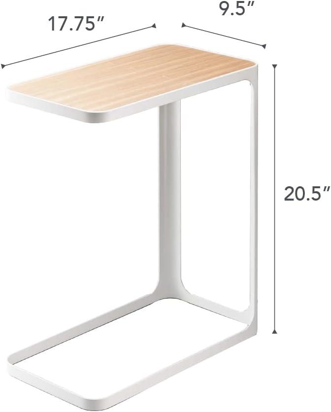 Minimalist Metal and Wood C-Shaped Side Table - Compact and Versatile