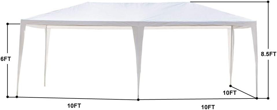 Canddidliike 10' x 20' Waterproof Outdoor Pavilion Tent with 4 Removable Walls, Heavy duty White Canopy