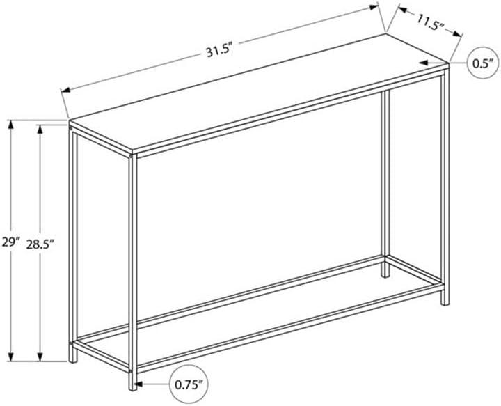 Black Metal and Wood Rectangular Console Table with Storage