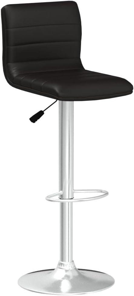 Flash Furniture Modern Black Vinyl Adjustable Bar Stool with Back, Counter Height Swivel Stool with Gold Pedestal Base, Set of 2