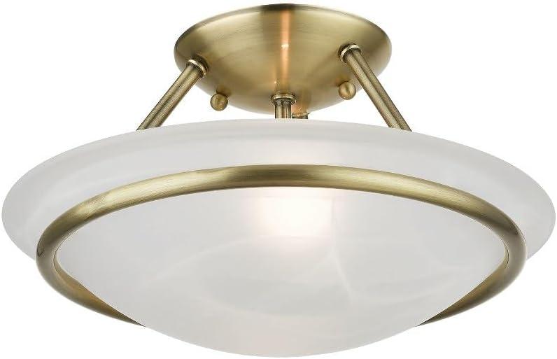 Livex Lighting Newburgh 2 - Light Semi-Flush Mount in Antique Brass