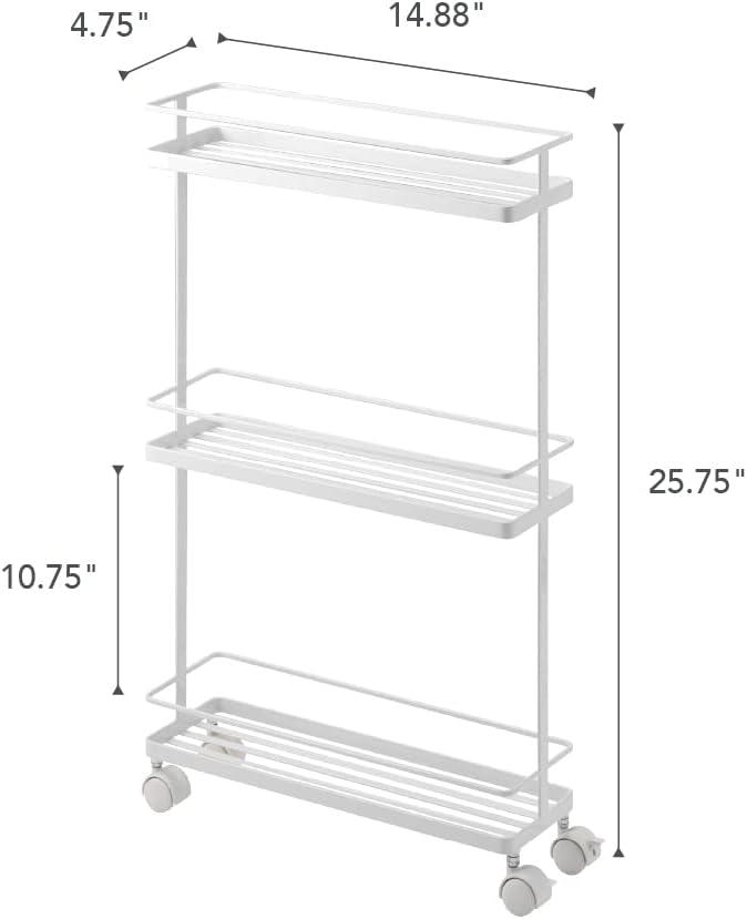 Yamazaki White Steel Rolling Kitchen Storage Cart