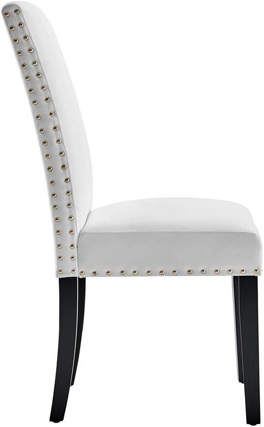 Modway Silver Orchid Lind Velvet Nailhead Trim Dining Side Chairs