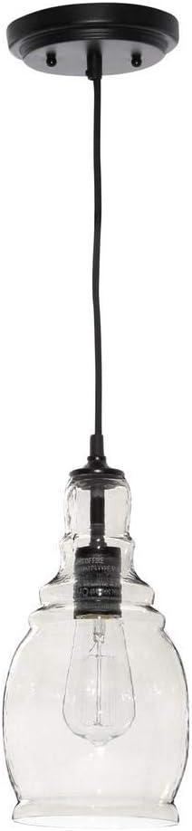 Black Steel Mini Pendant with Tinted Glass Shade