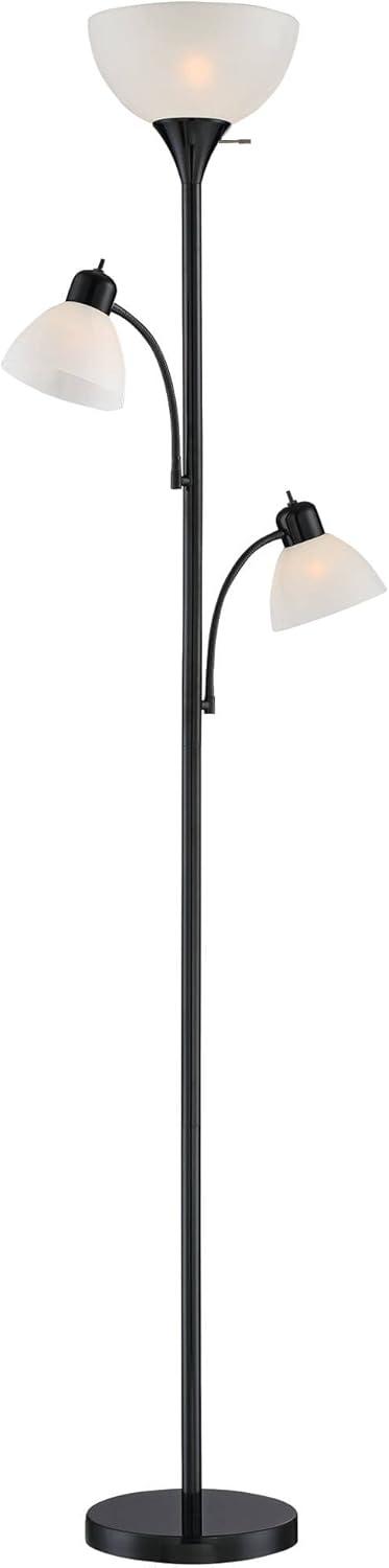 Alexa-Enabled Modern Black Torchiere Floor Lamp with Adjustable Multi-Head