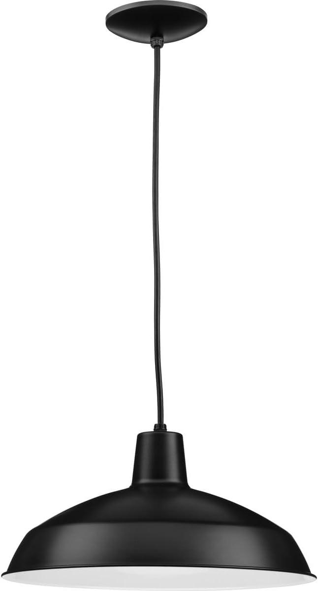 Progress Lighting, Sanabria, 1-Light, Pendant, Matte Black, Spun Metal Shade