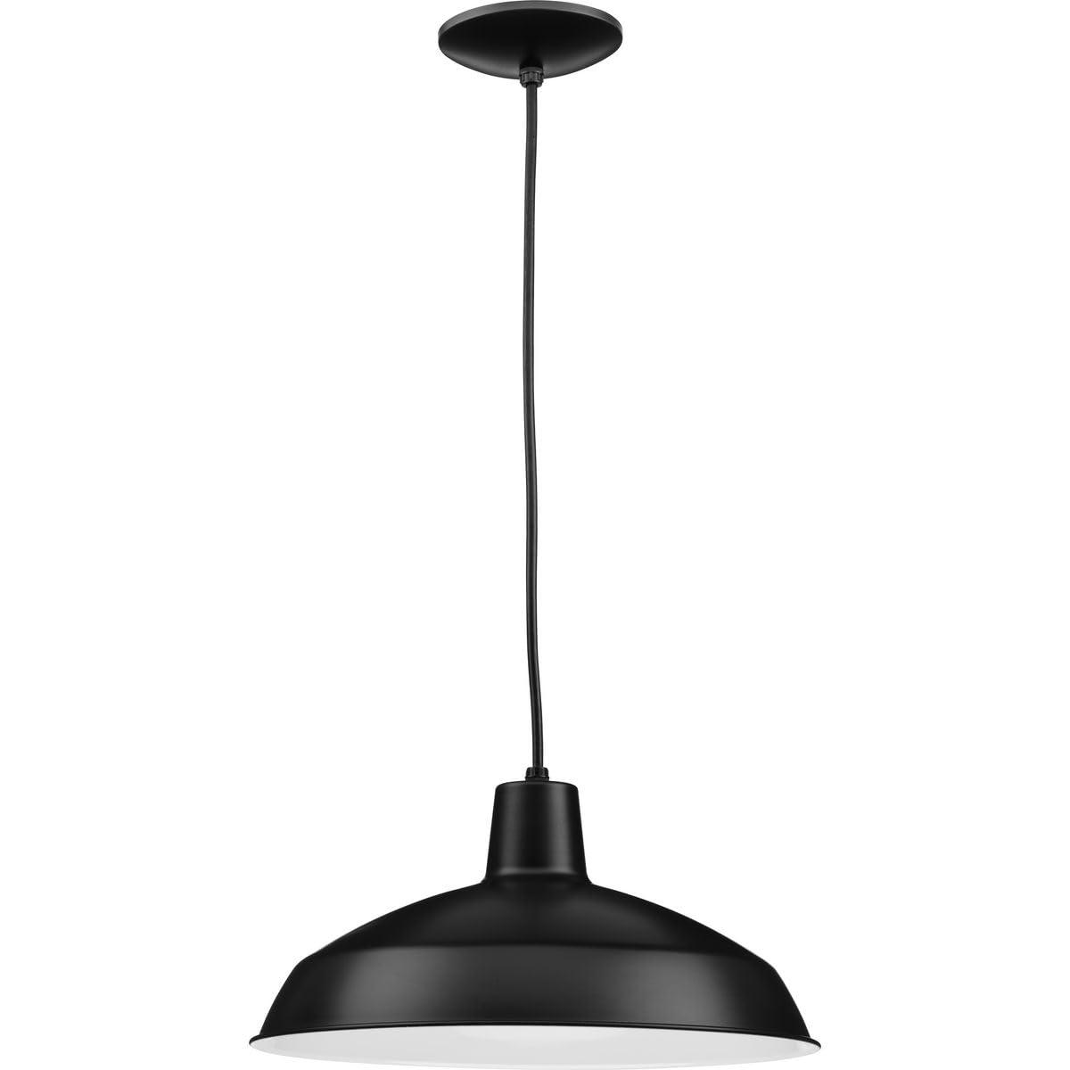 Progress Lighting, Sanabria, 1-Light, Pendant, Matte Black, Spun Metal Shade