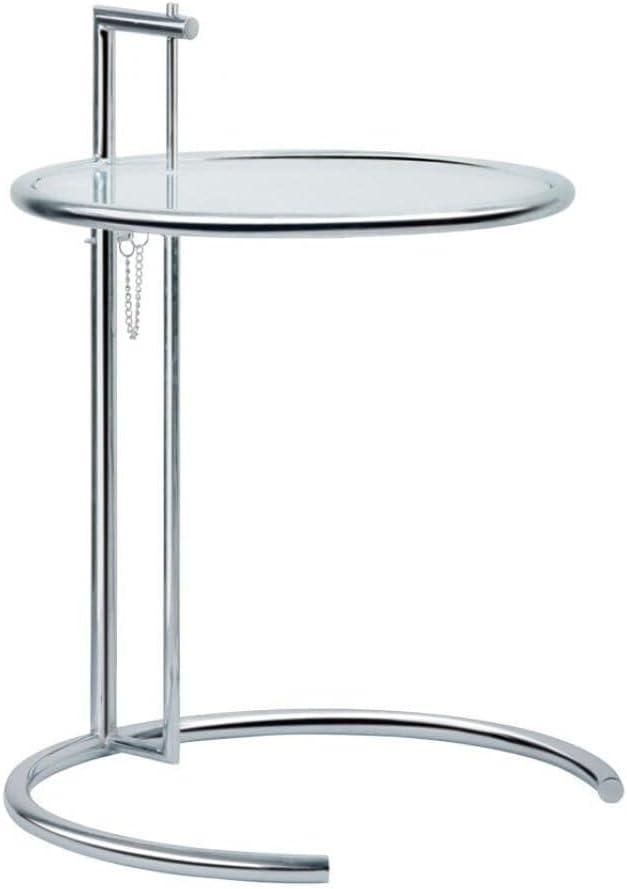 Eileen Adjustable Height Round Glass and Metal End Table