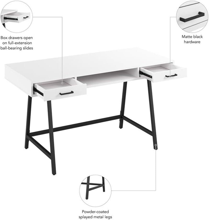 Steele 54W Writing Desk in Pure White Oak by Bush Furniture - Engineered Wood