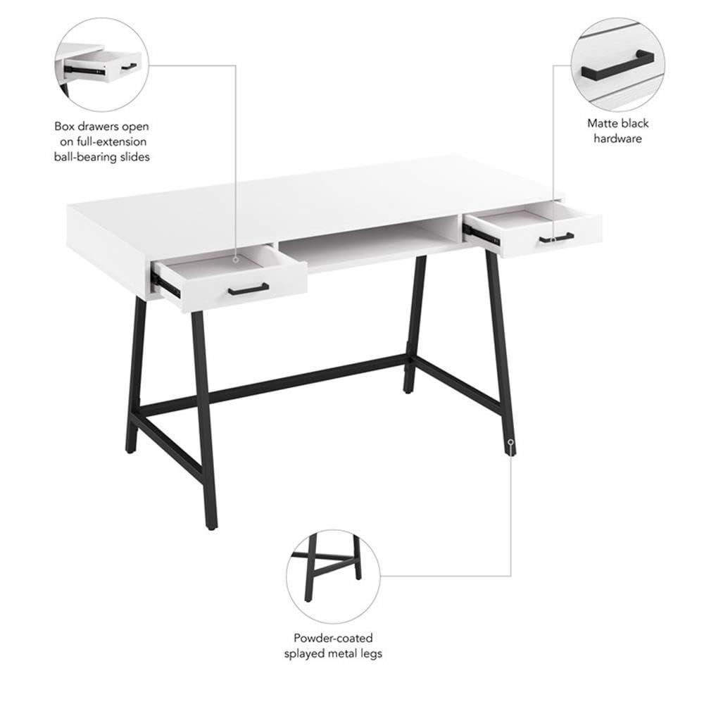Steele 54W Writing Desk in Pure White Oak by Bush Furniture - Engineered Wood