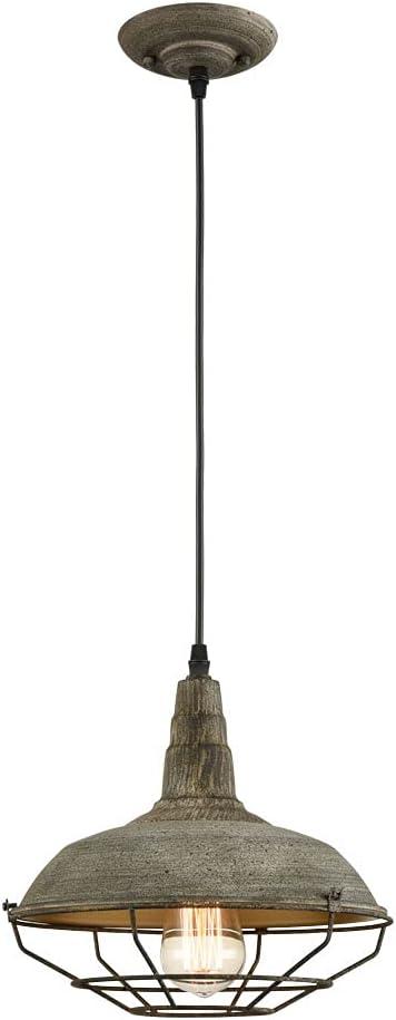 Rustic Green Metal Barn Pendant Light with Adjustable Cord