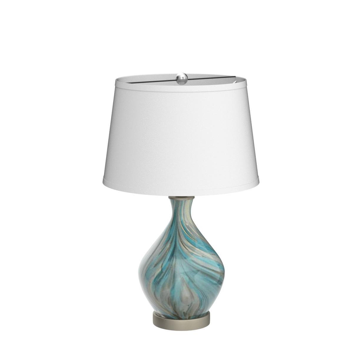 360 Lighting Cirrus Modern Accent Table Lamp 22" High Blue Gray Glazed Art Glass Off White Drum Shade for Bedroom Living Room Bedside Nightstand Kids