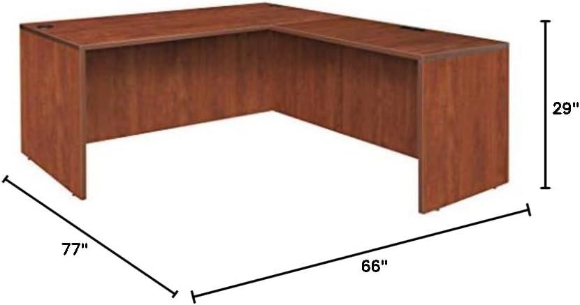 Cherry Melamine Laminate L-Shaped Executive Desk with Drawer