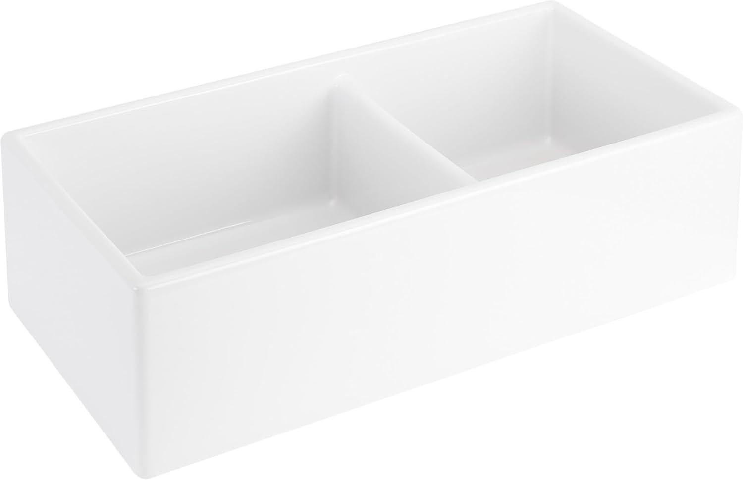 Rowena 36" White Fireclay Double Basin Farmhouse Sink