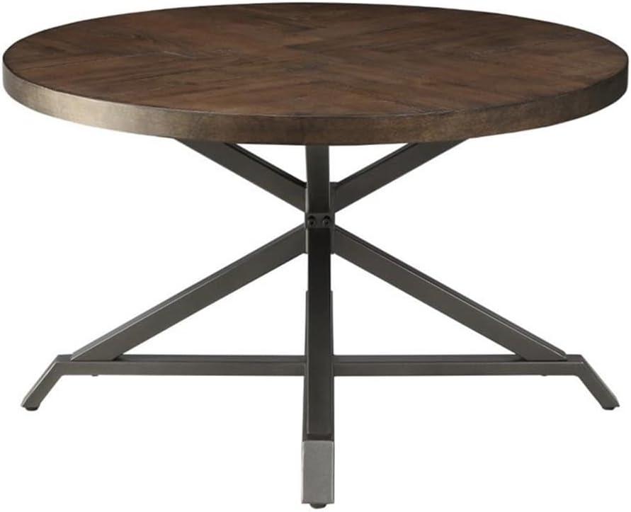 Industrial Brown and Gray Pine Veneer Round Table Set