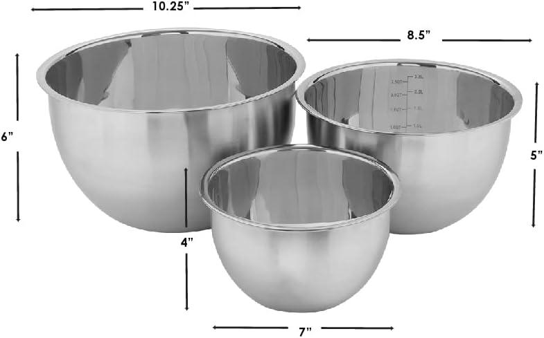 Stainless Steel Nesting Mixing Bowls Set with Measurement Indicators