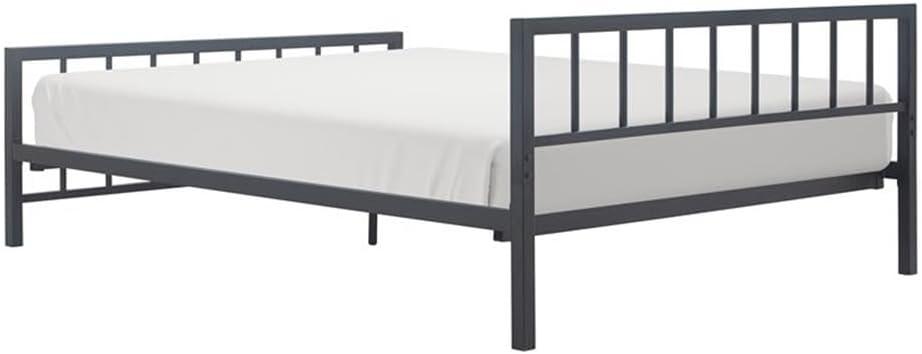 ClickDecor Evans Platform Bed Frame with Matte Black Metal Headboard