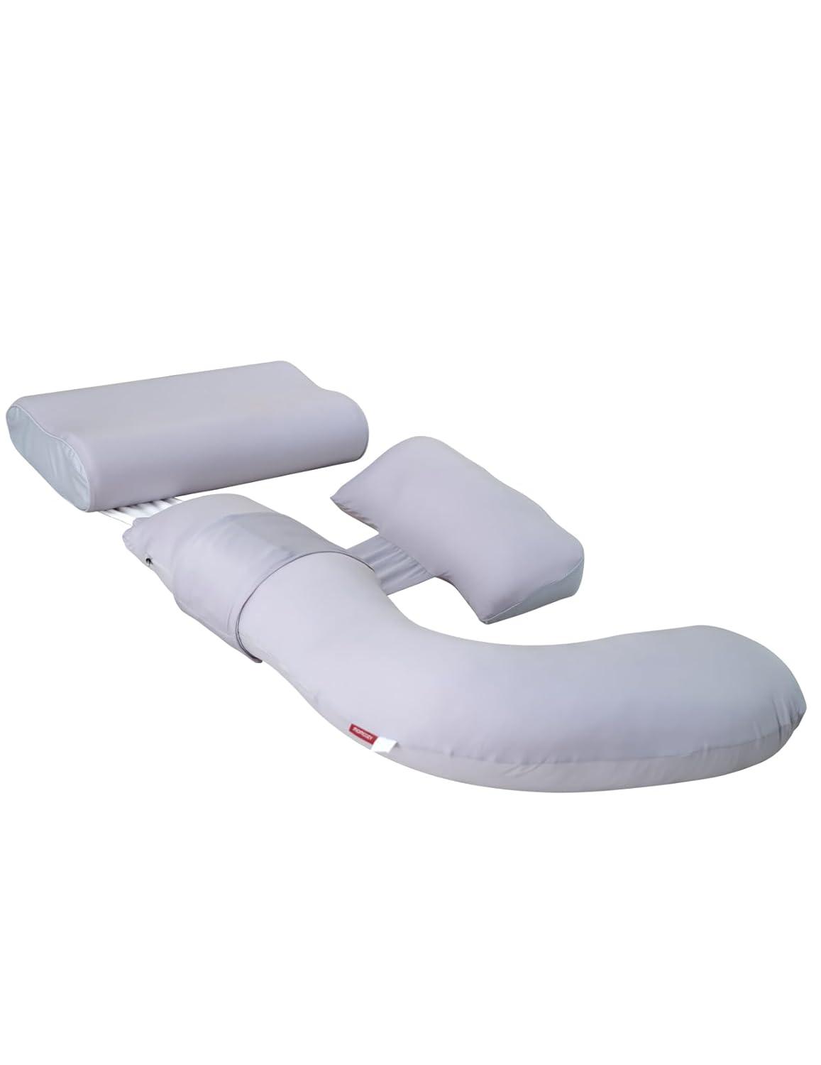 Momcozy Pregnancy Pillows with Cooling Cover, U-Shaped Full Body Maternity Pillow for Side Sleepers 57 inch Gray