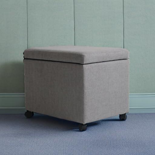 GDF Studio Bellane Contemporary Fabric Upholstered File Storage Ottoman, Gray and Black