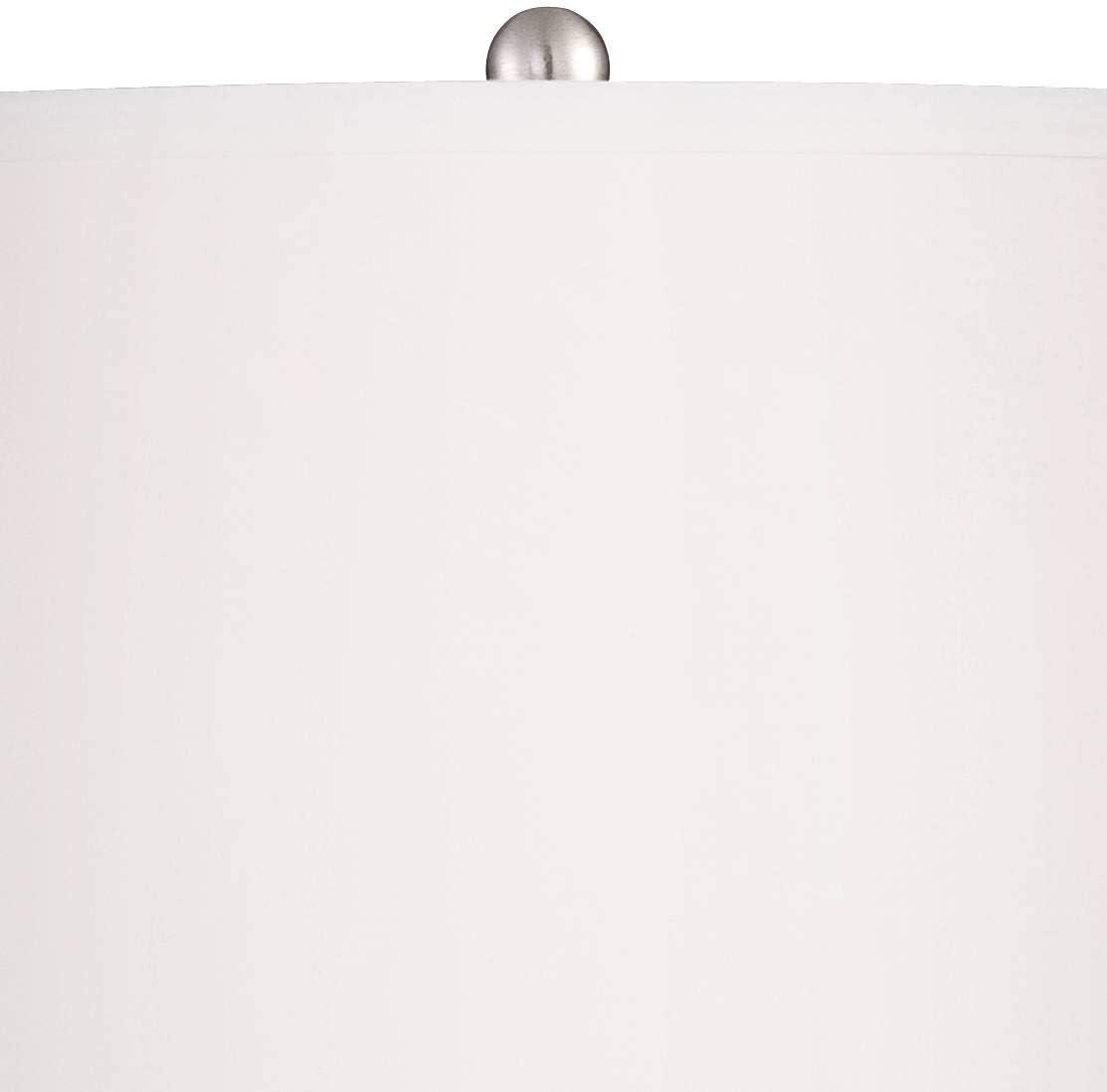 360 Lighting Coastal Table Lamps 30" Tall Set of 2 Fluted Blue Glass White Drum Shade for Living Room Family Bedroom Bedside Nightstand