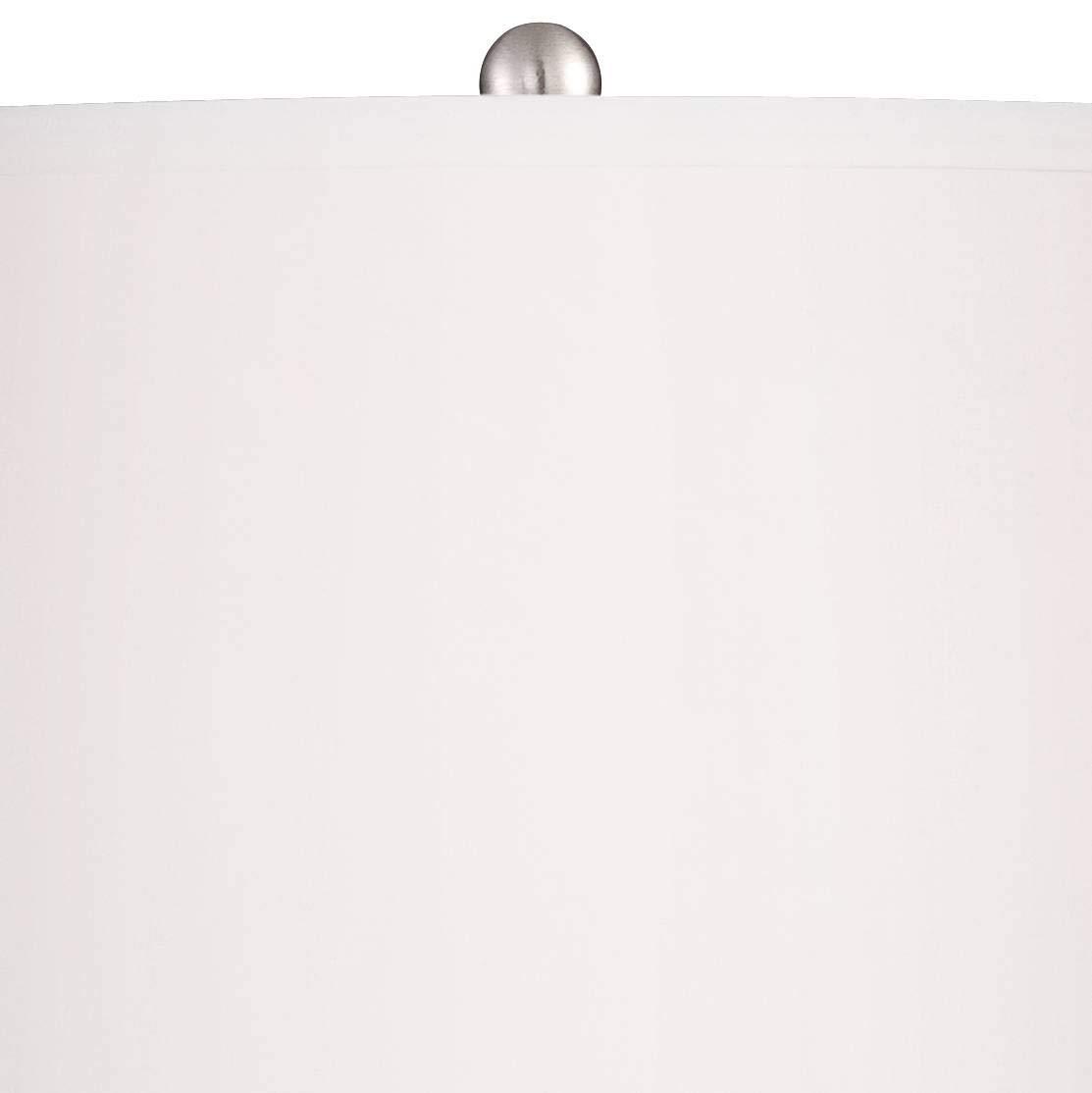 360 Lighting Coastal Table Lamps 30" Tall Set of 2 Fluted Blue Glass White Drum Shade for Living Room Family Bedroom Bedside Nightstand