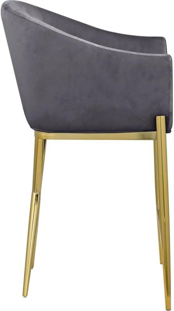 Meridian Furniture Xavier Gray Velvet Counter Stool with Gold Metal Legs