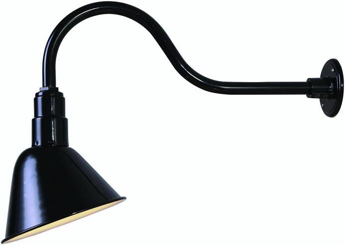 Black Gooseneck Outdoor Wall Sconce with Angled Shade