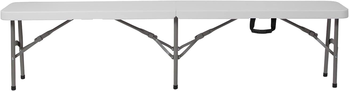 Flash Furniture 11''W x 72"L Bi-Fold Granite White Folding Bench with Carrying Handle