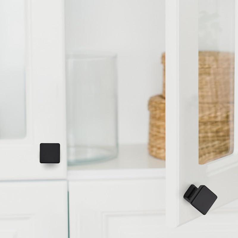 Single Hole Drawer Knobs - 10 Pack Black Cabinet Knobs - Square Dresser Knobs Dresser Handles Closet Door Knobs - Kitchen Cabinet Knobs - Cabinet Hardware