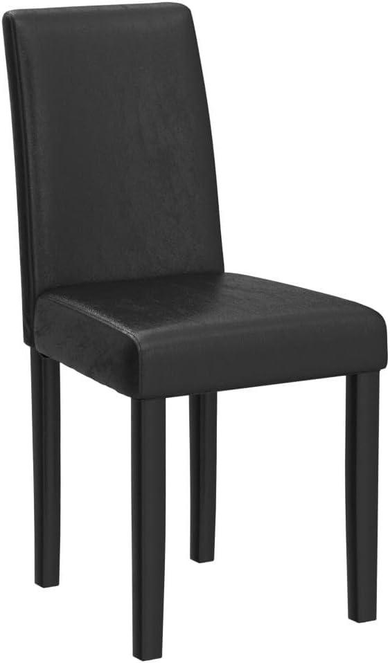 Tangkula Dining Chair Set of 4 w/ Acacia Wood Frame & Rubber Wood Legs Padded Backrest Black