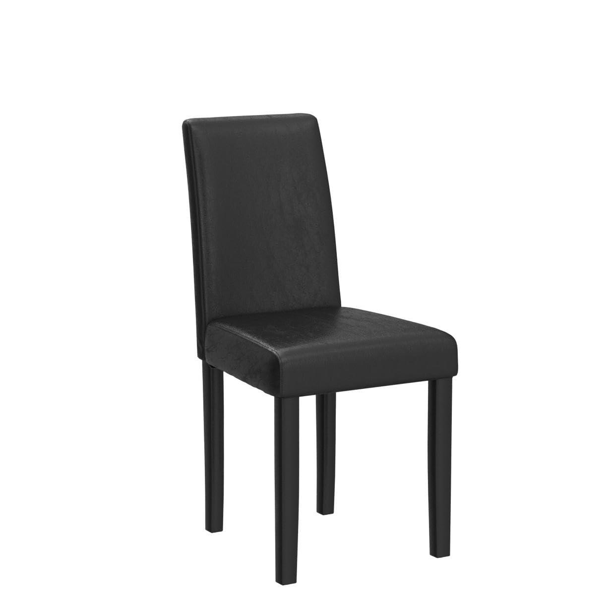 Tangkula Dining Chair Set of 4 w/ Acacia Wood Frame & Rubber Wood Legs Padded Backrest Black