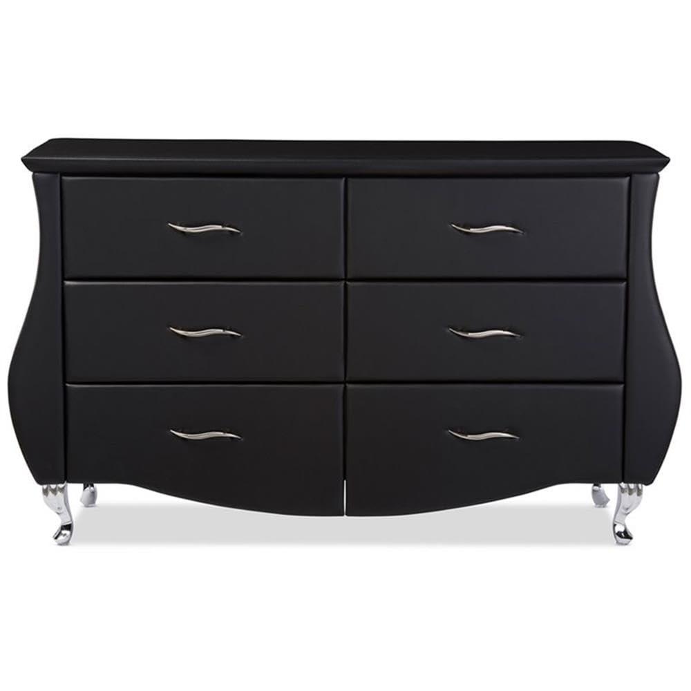 Enzo Modern and Contemporary Faux Leather 6 Drawer Dresser - Baxton Studio